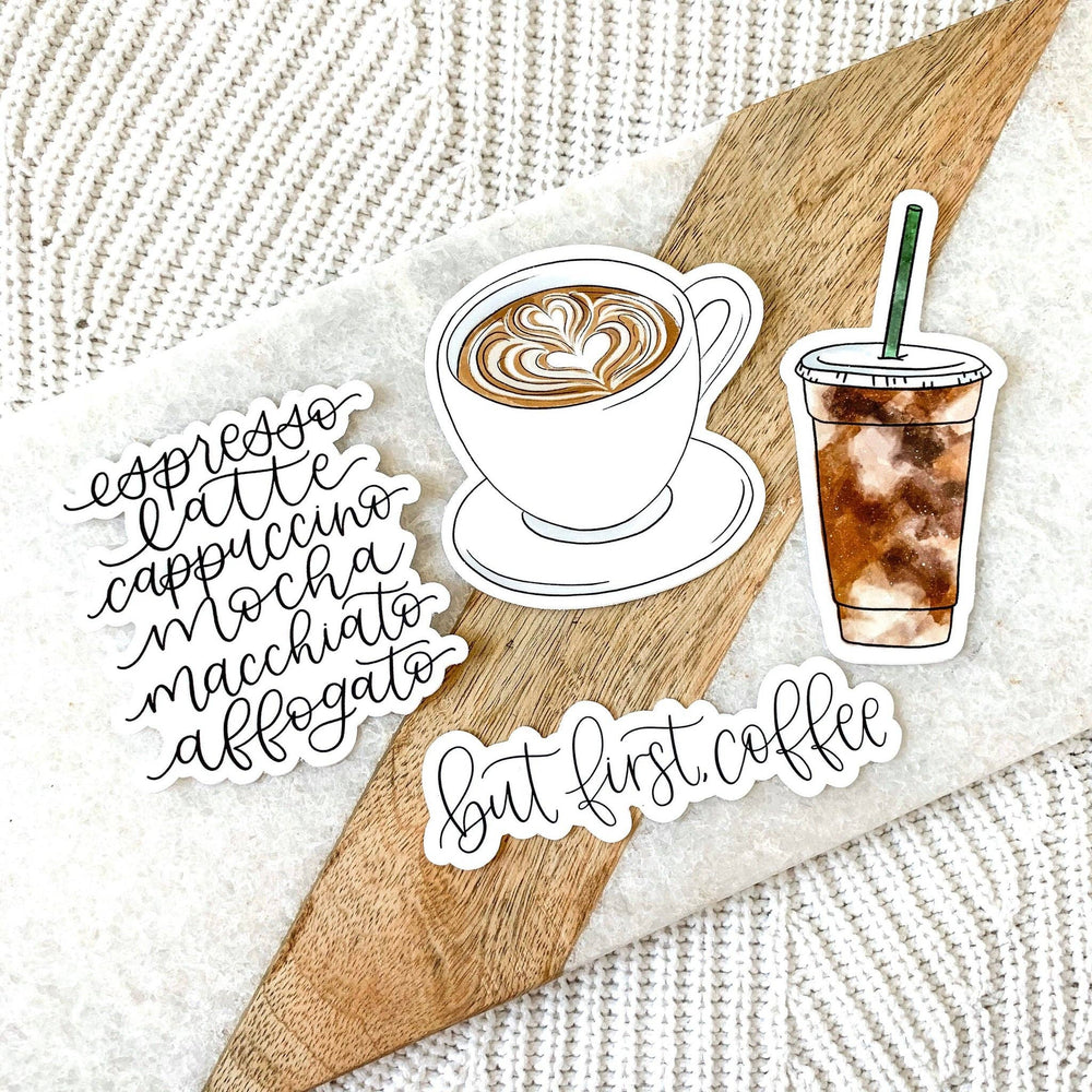 Iced Coffee Sticker 4x2in.