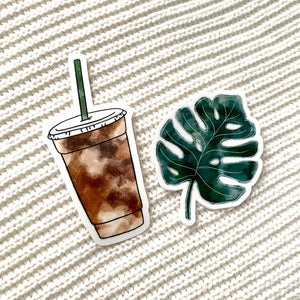 Iced Coffee Sticker 4x2in.