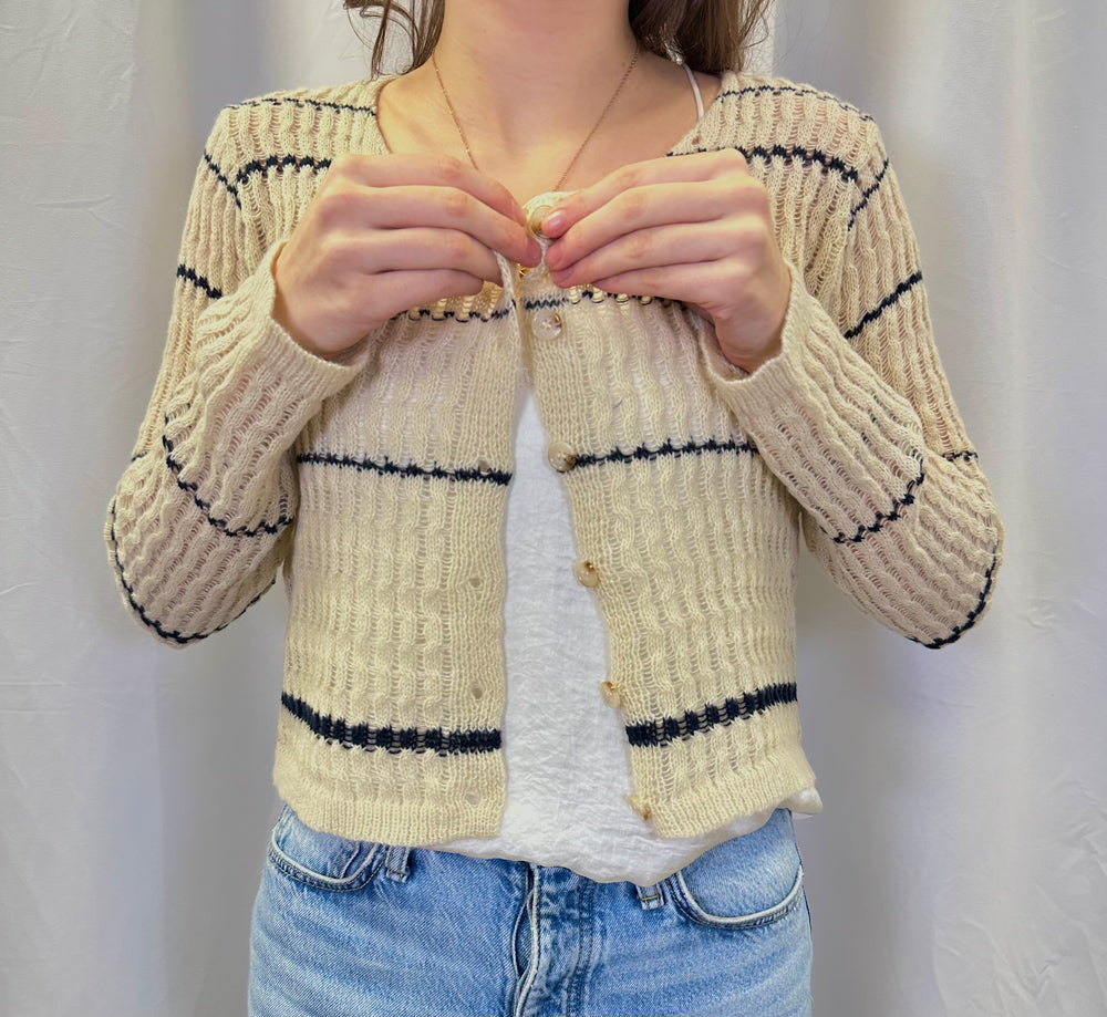 
            
                Load image into Gallery viewer, Stripe Open Stitch Cardigan
            
        