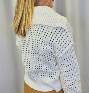 
            
                Load image into Gallery viewer, Pointelle Stitch Cropped Sweater
            
        