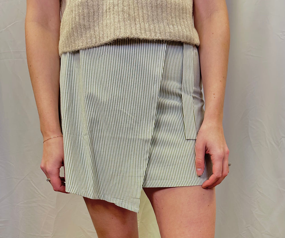 Woven Stripe Wrap Skirt