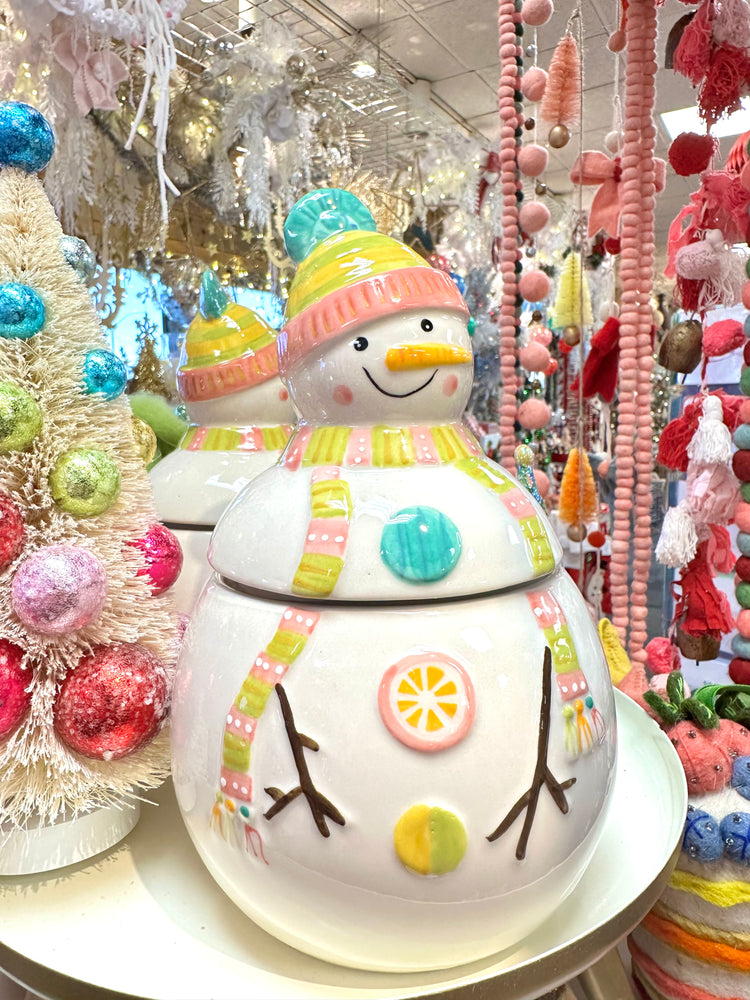 Stoneware Snowman Shaped Cookie Jar