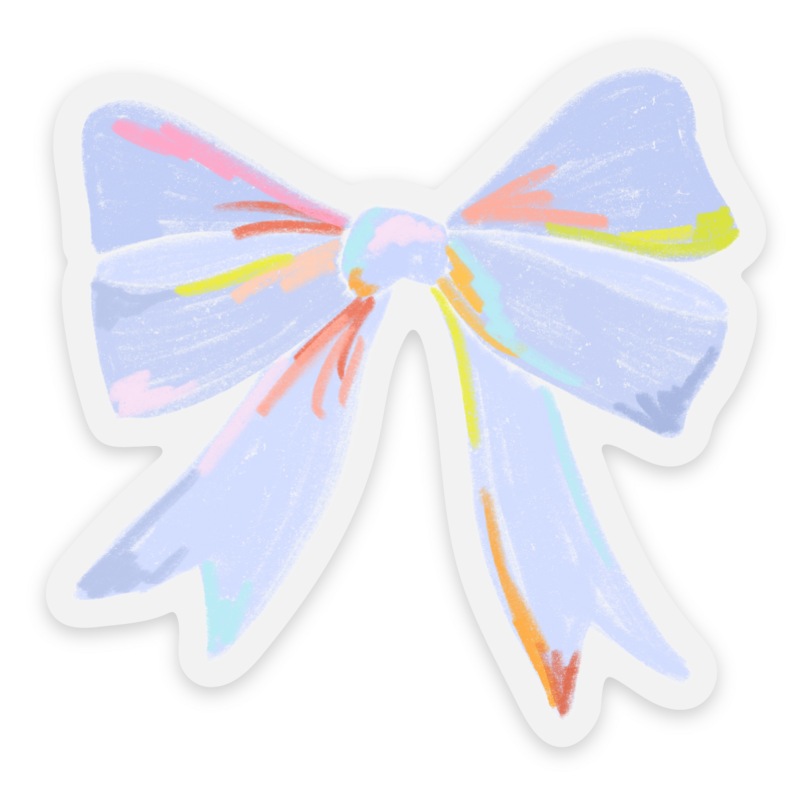
            
                Load image into Gallery viewer, Clear Periwinkle Bow Sticker, 2.5x2.45in.
            
        