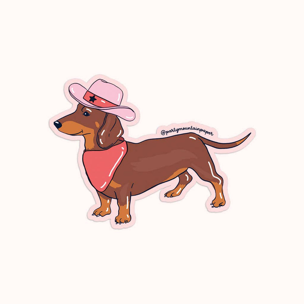 Weenie Dog Cowboy Sticker