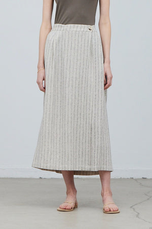 Linen Blend Wrap Skirt