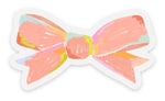 Clear Coral Bow Sticker, 2.5x1.4in.