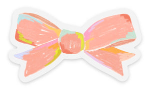 Clear Coral Bow Sticker, 2.5x1.4in.