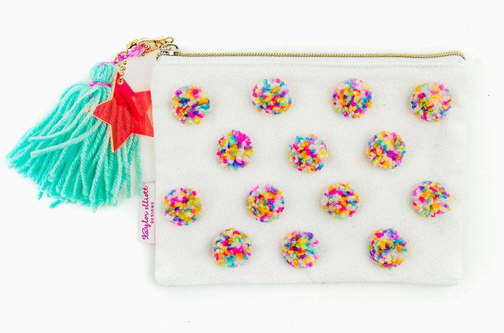 
            
                Load image into Gallery viewer, Multi-Colored Pom Pom Pouch
            
        