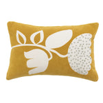 14" x 9" Cotton Velvet Lumbar Pillow w/ Embroidered Flowers & French Knots